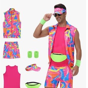 Colorful 80s costume workout wear. Amazon full set. Medium hat, jacket shorts